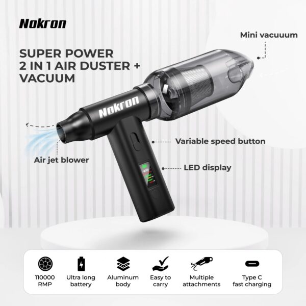 Nokron 2-in-1 Compressed Air Duster & Mini Vacuum - Image 16